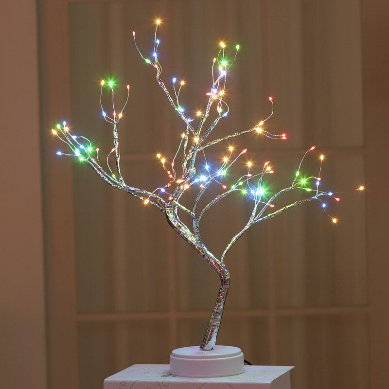 Illuminate Your Space with Our Tabletop Tree Lamp: Decorative LED Lights Powered by USB or AA Batteries, Perfect for Bedroom and Home Parties!